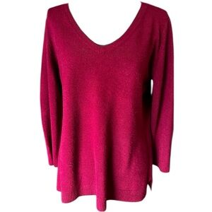 Karen Scott Large Maroon V neck long sleeve sweater